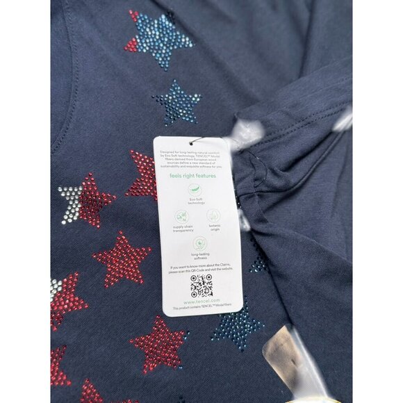 Tommy Hilfiger Navy Graphic Tee With Red/White/Blue Stars L/G 4Th July Womens S - Picture 6 of 10